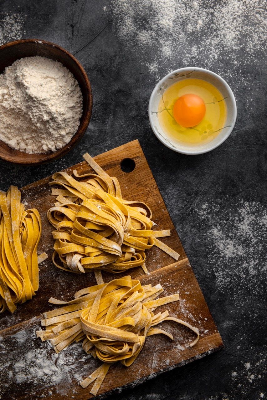 image of fresh pasta with egg