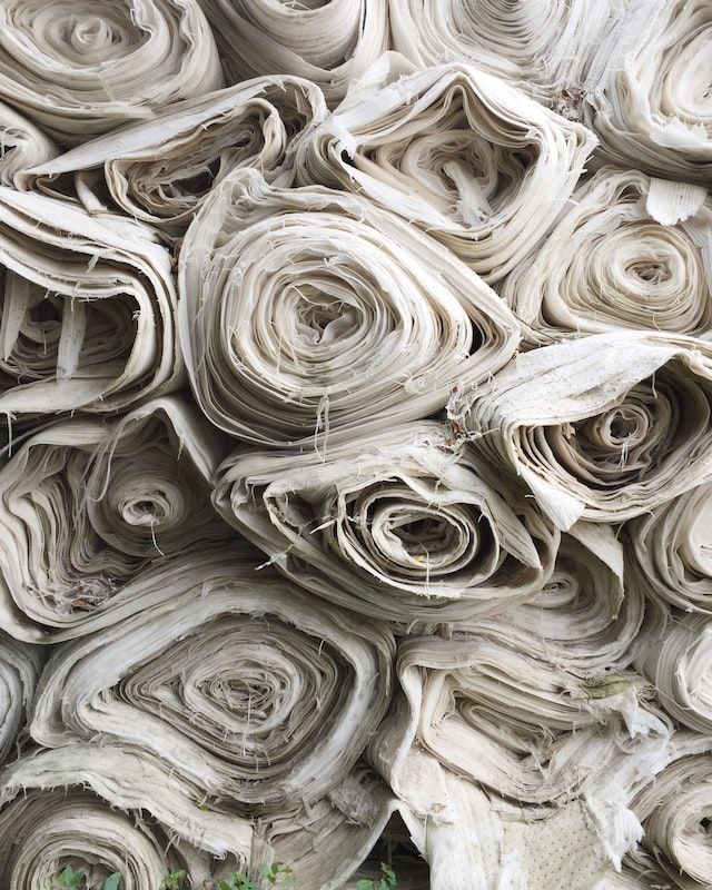 rolls of white textile